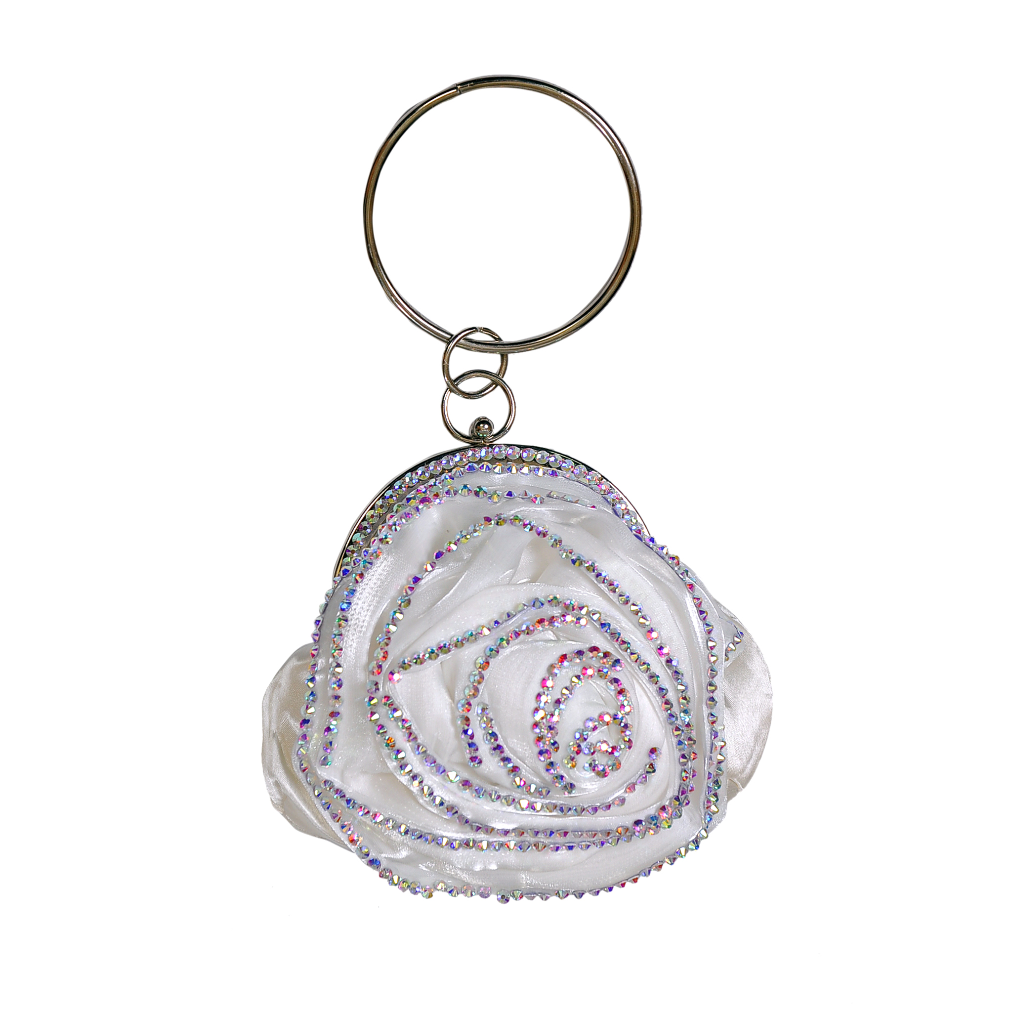 Icy white Floral Soirée Clutch  - fosousss